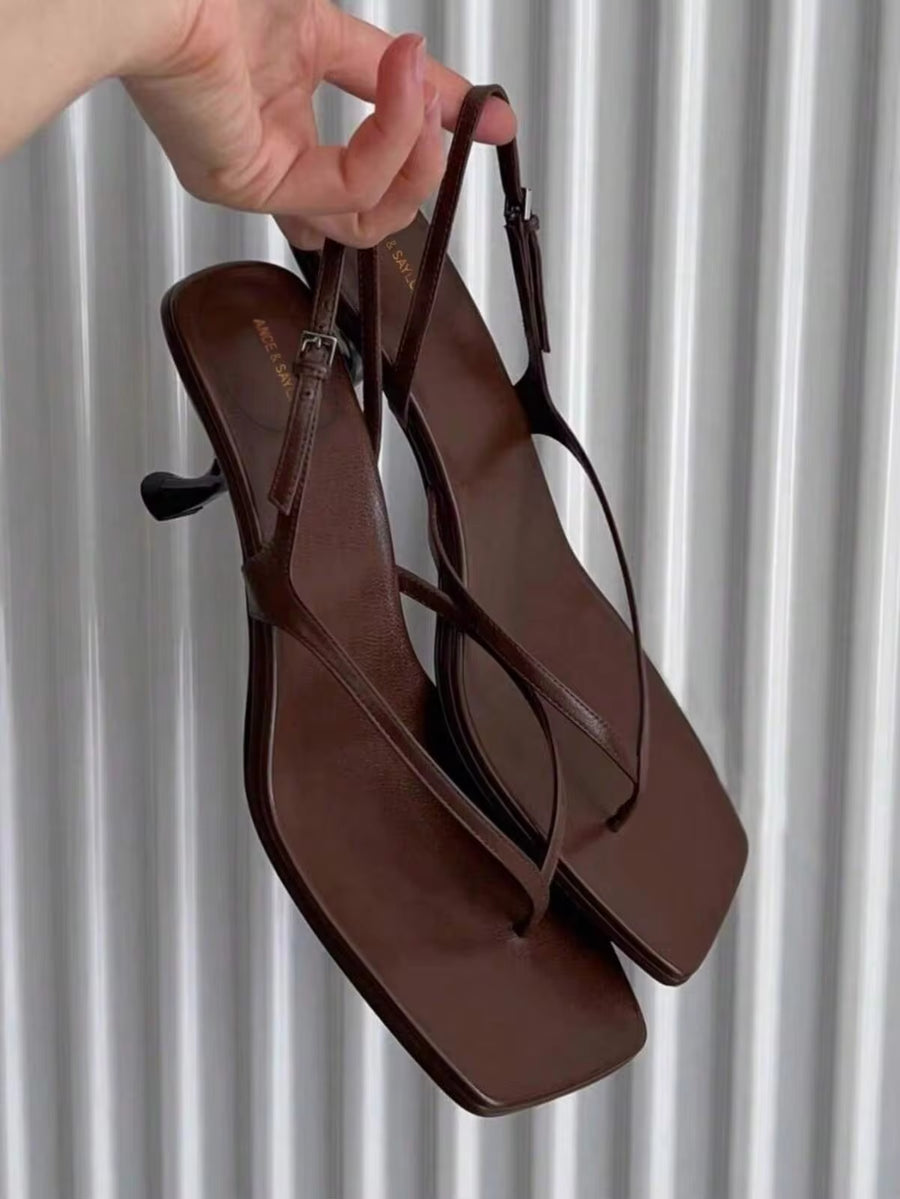 French Style Women High Heel Sandal, New Summer Model Peep Toe Thin Heel Sandal With Ankle Strap, Kitten Heel Flip Flops
