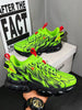 Men's Neon Green Flame Pattern Minimalist Casual Comfortable Running Shoes, Daily Colorblock Low-Top Commuting Outdoor Sports Sneakers