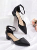 Women's Ankle Strap Low Heel Pumps Dress Shoes Pointed Toe Closed Toe Comfortable Casual D'Orsay Flats